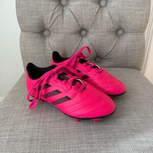 adidas Kids' Goletto VII Fg Shoe Pink Soccer‎ Cleats with Black Stripes Sz 13K